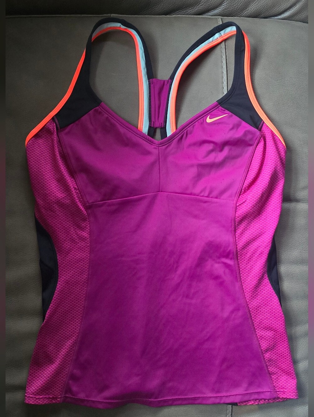 Nike Women’s Magenta & Black One-Piece Performance Swimsuit with Coral Trim